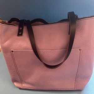 Purple leather zip tote